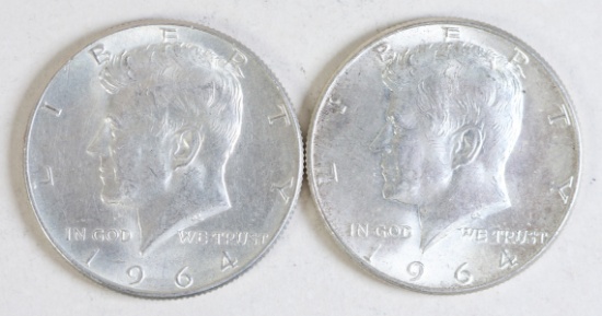 2 1964 Kennedy Half Dollars