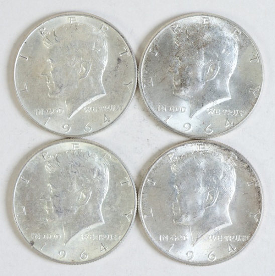 4 1964 Kennedy Half Dollars
