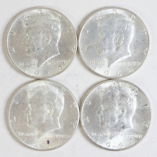 4 1964 Kennedy Half Dollars