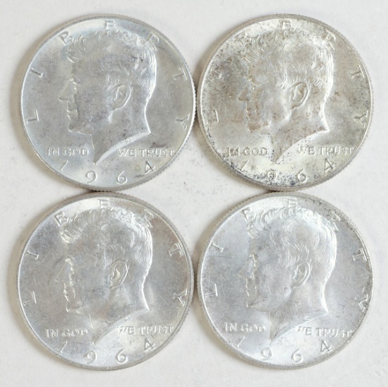 4 1964 Kennedy Half Dollars