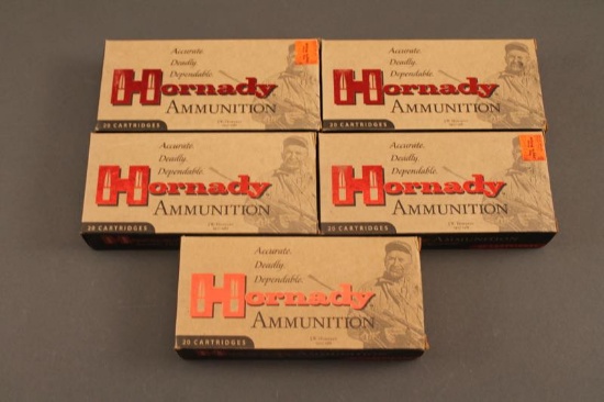 FIVE BOXES OF .300 RCM HORNADY AMMUNITION