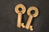 (2) PENN CENTRAL BRASS SWITCHLOCK KEYS