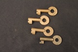 4 SOO LINE BRASS SWITCHLOCK KEYS