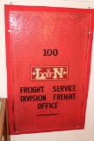 PLASTIC L&N FREIGHT SERVICE DIVISION FREIGHT OFFICE SIGN,