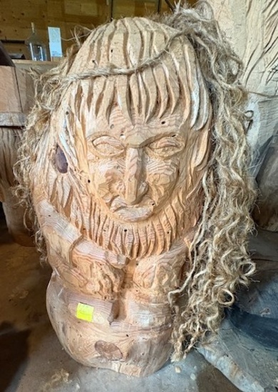 wood figure - person curly hair