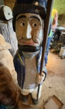 blue sailer carving