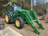 2018 John Deere 6135E Utility Tractor with H310 Loader  135 HP, Three Rear Remotes, Enclosed Cab