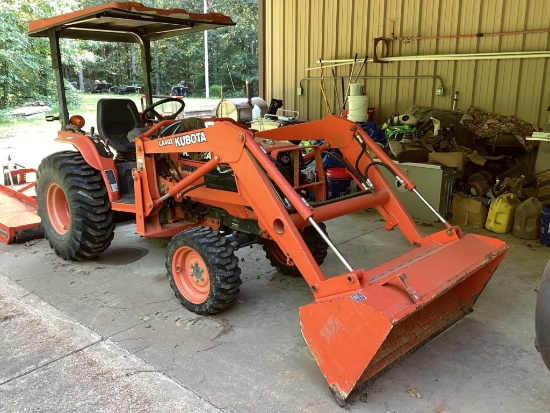 Kubota B7800 with loader and bush hog.