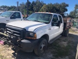 2003 Ford F350 XL Super Duty Crew Cab Dual Rear Wheels 4WD w/ Flatbed, Toolboxes, and Wench V10 Trit