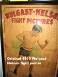 Original Poster Framed 1910 Battlin Nelson vs AD. Wolgast