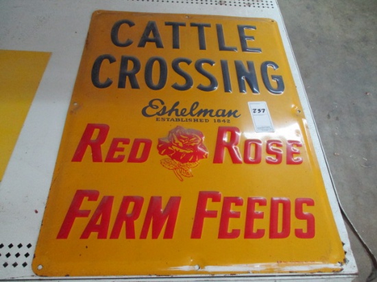 Cattle Crossing Red Rose Farm Feeds Sign