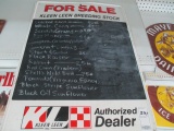 For Sale Kleen Leen Breeding Stock Chalkboard Sign