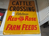 Cattle Crossing Red Rose Farm Feeds Sign