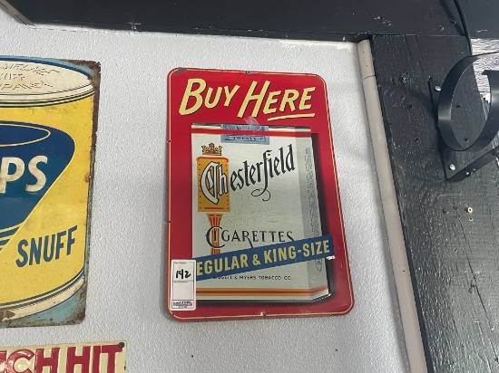 Buy Here Chesterfield Cigarettes Vintage Sign