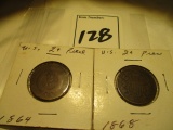 2 Cent Piece 1864, 1868 (2) TTM