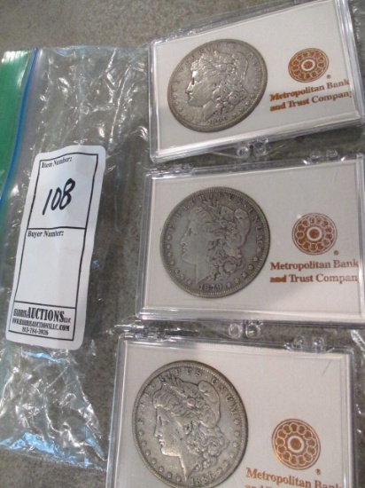 Morgan Dollars Encased (3) TTM 1879, 1886, 1890