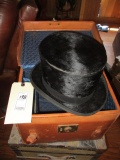 Tress & Co Beaver Top Hat w/ Leather Carrying Case