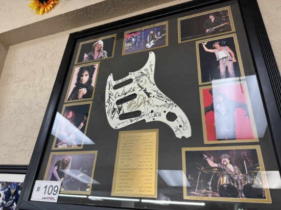 50 Years of Rock History Signed Fender Pick Guard; Alice Cooper, Brian Johnson, Dimebag Darrel, Davi