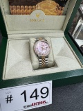 Rolex 36mm Two Tone Date Just Diamond Bezel and Roman Numerals