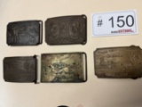 Tiffany Belt Buckles; South Dakota, Rolls Royce, Wells Fargo, Buffalo Bills, Kansas (5) HBC