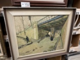 “The Railway Bridge over Avenue Montmajour” Oil on Canvas, after Van Gogh w/ Dedication