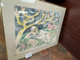 Man and a Goat E Romano Water Color