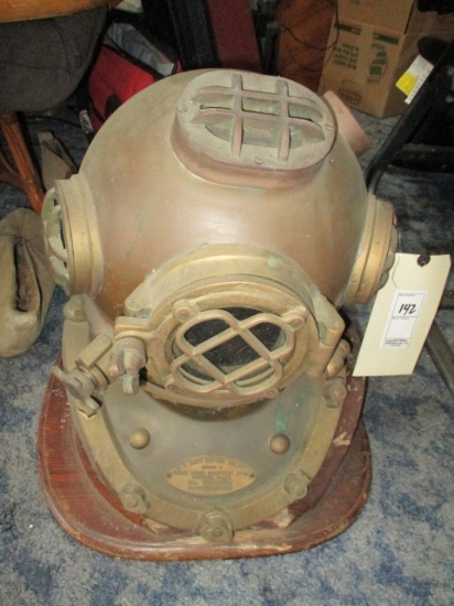Bronze Dive Helmet w/ Stand US Navy 8/29/41