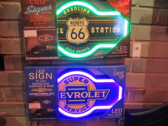 Route 66 and Chevrolet LED Signs (2) TTM