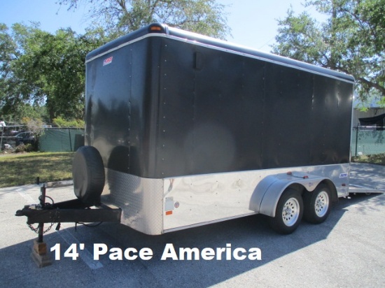 2008 Pace American 14x7 Enclosed Trailer Tandem