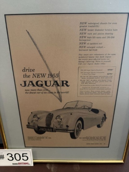 Jaguar Sales Card 1955 Framed