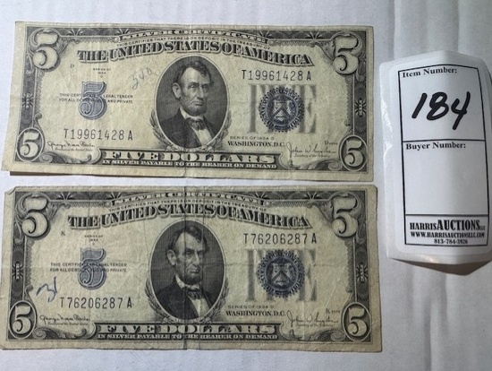 $5 US Silver Certificate Bills 1934d (2)