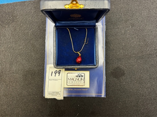 Faberge Egg 18K Gold w/ 18K Gold Chain TW 9.6g
