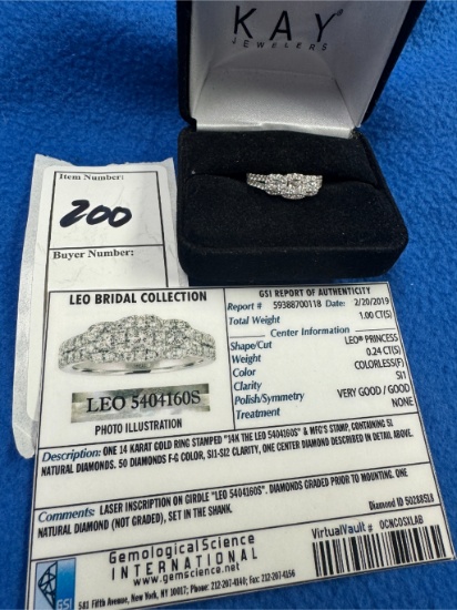 14K White Gold Women's Cluster Diamond Ring Sized 9 TW 4.4g