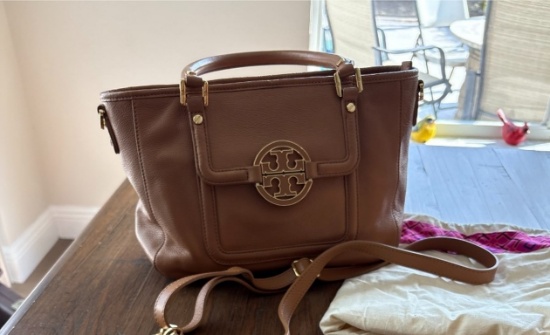 Tori Burch Brown Pebbled Handbag