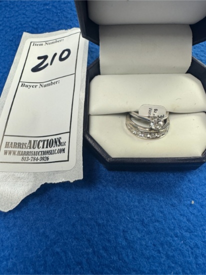 Diamond Ring Wedding Set 14K White Gold Sized 5 6.8g