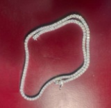 22” 14kt White Gold Diamond Necklace With 136 Round Cut Diamonds Approx. 24.50 Ct. TW 62.8 Grams