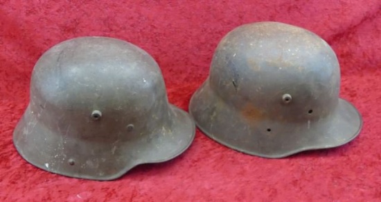 Pair of WWI German Steel Helmets