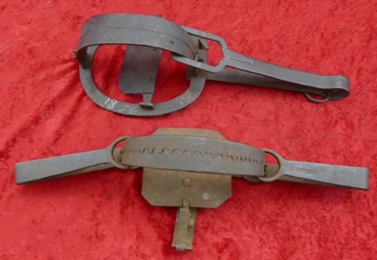 2 Vintage Hand Forged Traps