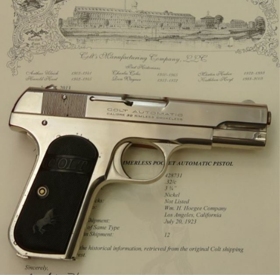 Rare Colt 1903 Nickel Plated Pocket Pistol