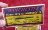 2 Winchester Red, Yellow & Blue Ammo Boxes