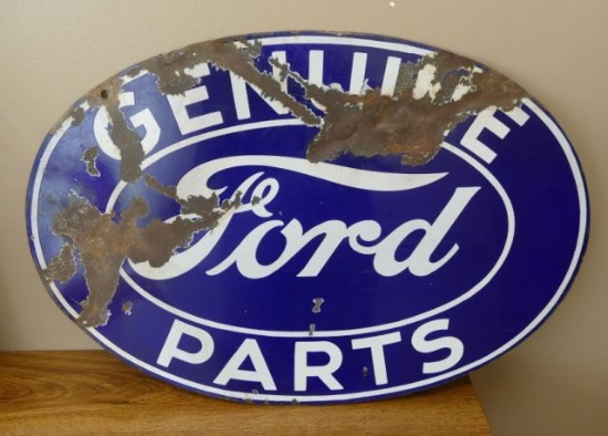 2 Sided Oval Ford Enamel Sign
