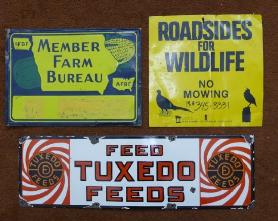 Lot of 3 Small Metal Farm Signs