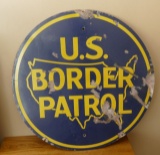 Round US Border Patrol Metal Sign