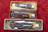 Lot of 3 Remington Stag Handle Bullet Knives