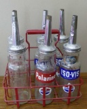 Standard Oil Glass Oil Bottles & Carrier