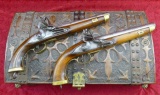 Pair of Cased Belgium Flintlock Dueling Pistols