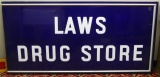 LAWS DRUG STORE 1 Sided Enamel Sign