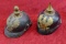 Pair of WWI Pickelhaube Spiked German Helmets