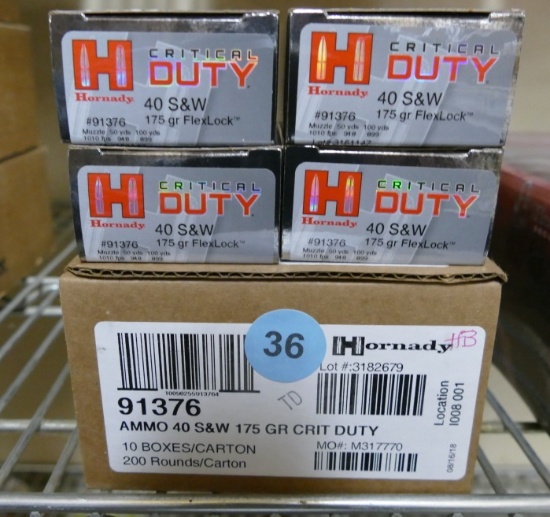 280 rds 40 S&W 175 GR Critical Duty Hornady Ammo