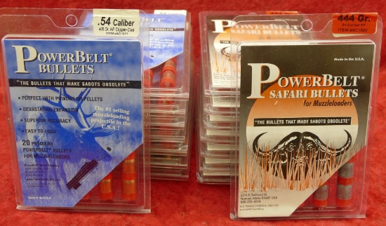 Large Lot 54 cal Power Belt Muzzle Loader Bullets